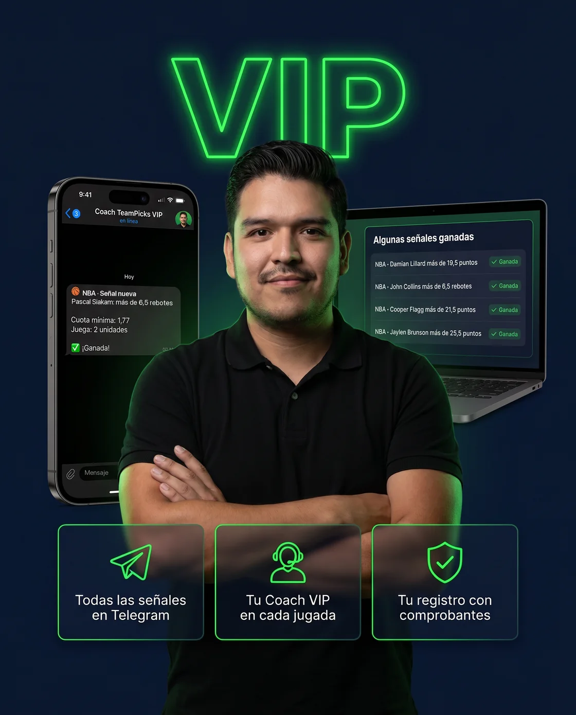 TeamPicks VIP: todas las señales en Telegram con tu Coach VIP
